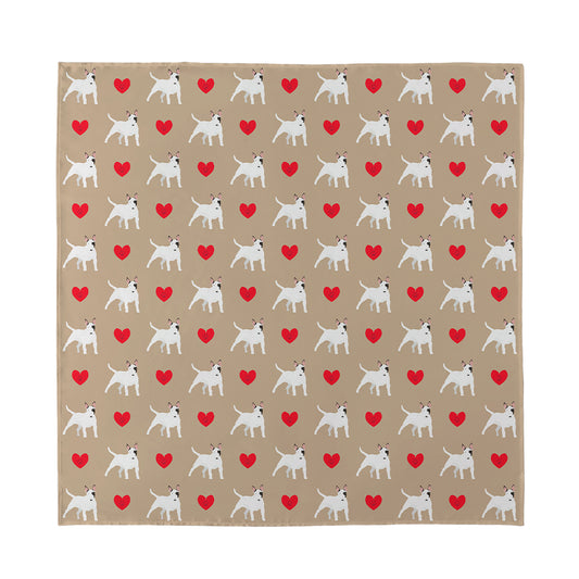 Bull Terrier Heart Pattern Print Silk Bandana