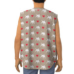 Bull Terrier Heart Pattern Print Sleeveless Baseball Jersey