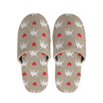 Bull Terrier Heart Pattern Print Slippers