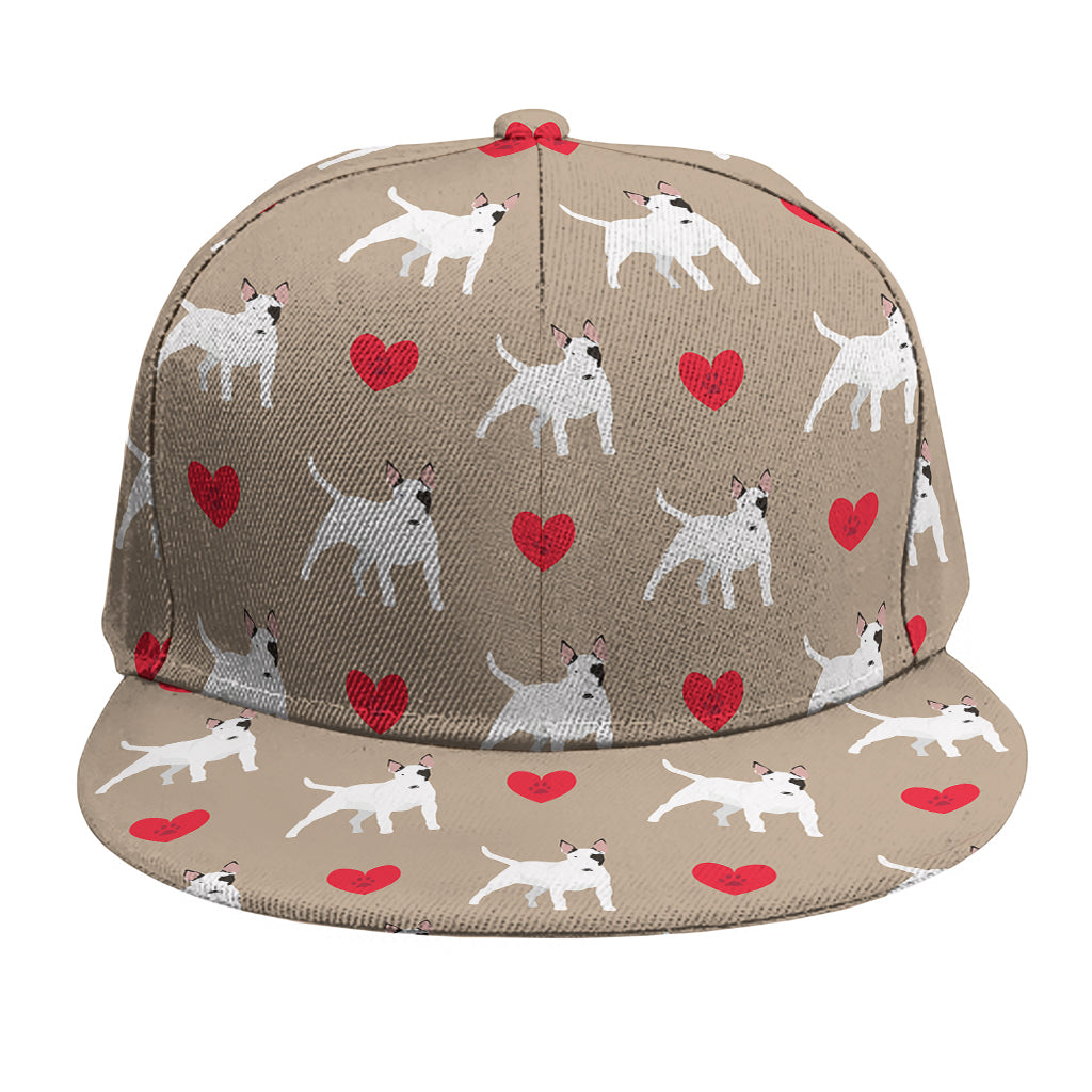 Bull Terrier Heart Pattern Print Snapback Cap
