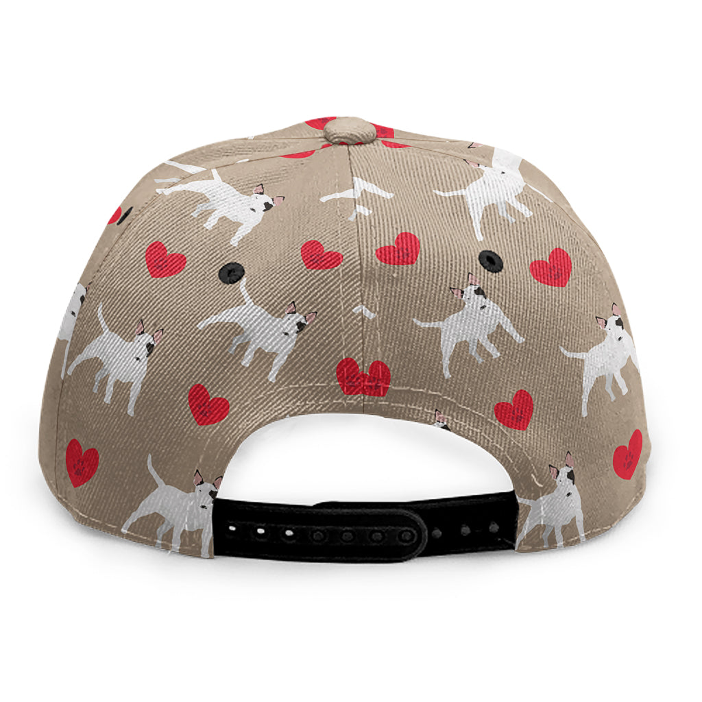 Bull Terrier Heart Pattern Print Snapback Cap
