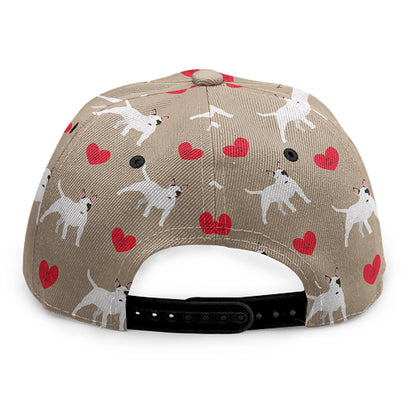 Bull Terrier Heart Pattern Print Snapback Cap