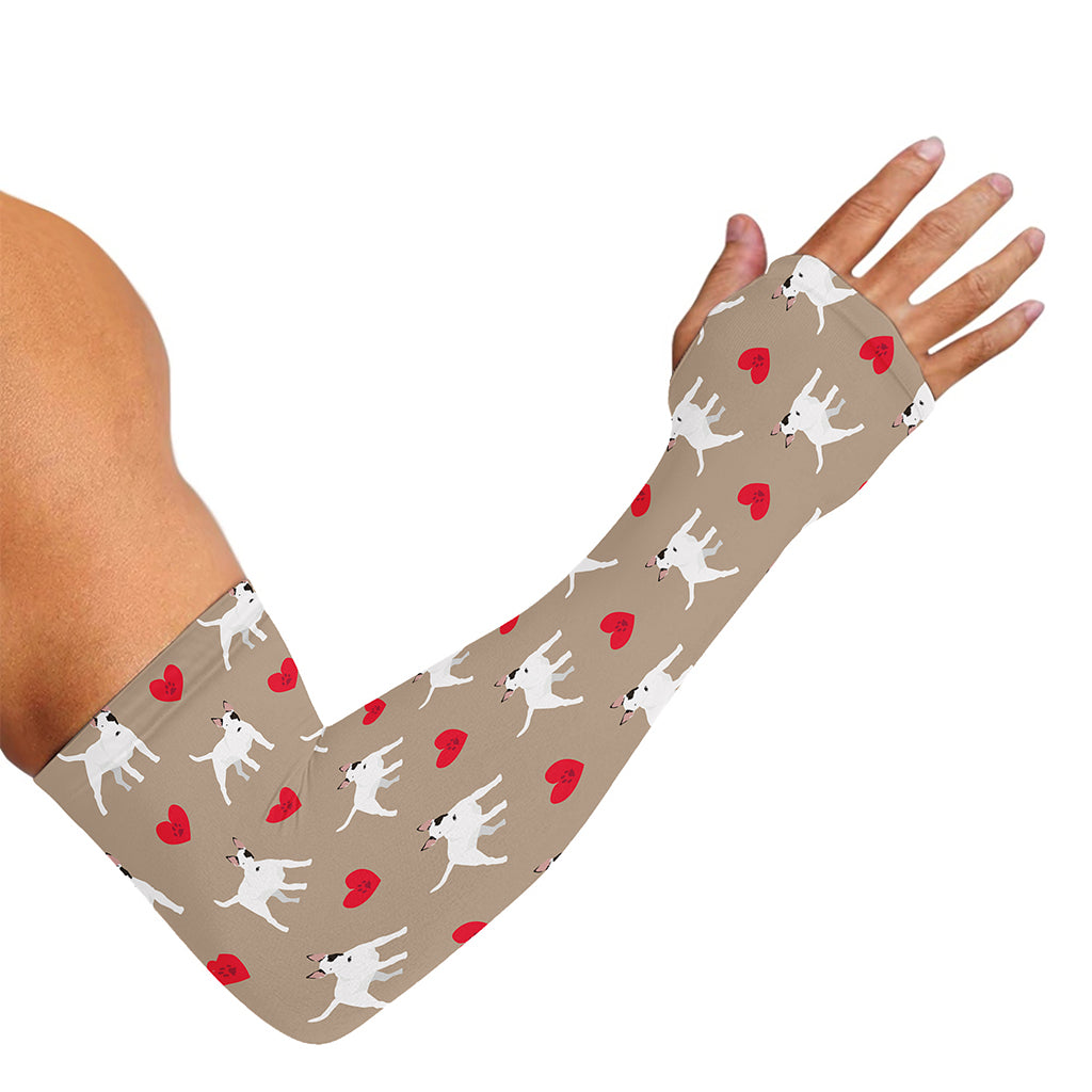 Bull Terrier Heart Pattern Print Sun Protection Arm Sleeves