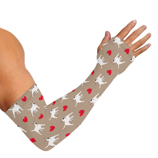 Bull Terrier Heart Pattern Print Sun Protection Arm Sleeves