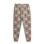 Bull Terrier Heart Pattern Print Sweatpants