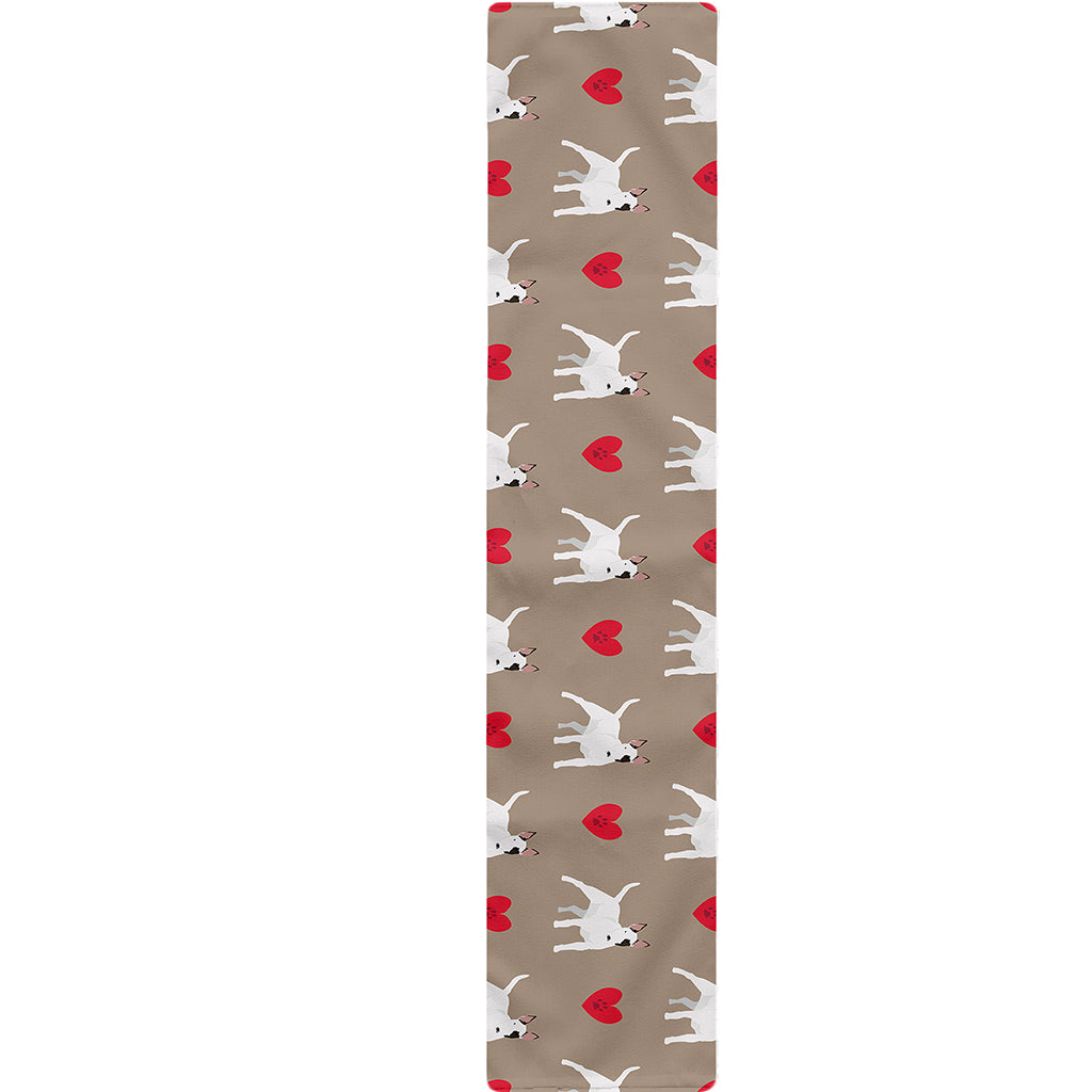 Bull Terrier Heart Pattern Print Table Runner
