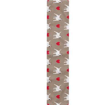 Bull Terrier Heart Pattern Print Table Runner