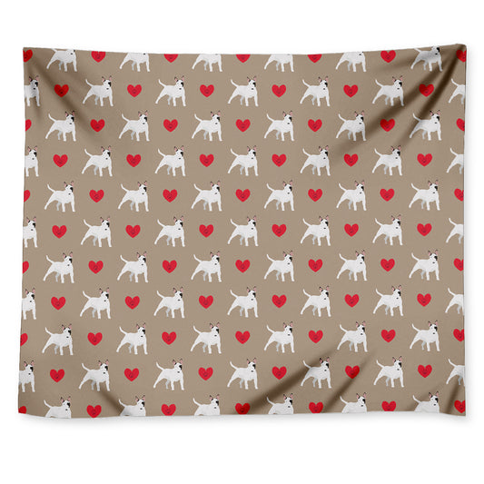Bull Terrier Heart Pattern Print Tapestry