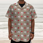 Bull Terrier Heart Pattern Print Textured Short Sleeve Shirt