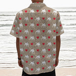 Bull Terrier Heart Pattern Print Textured Short Sleeve Shirt