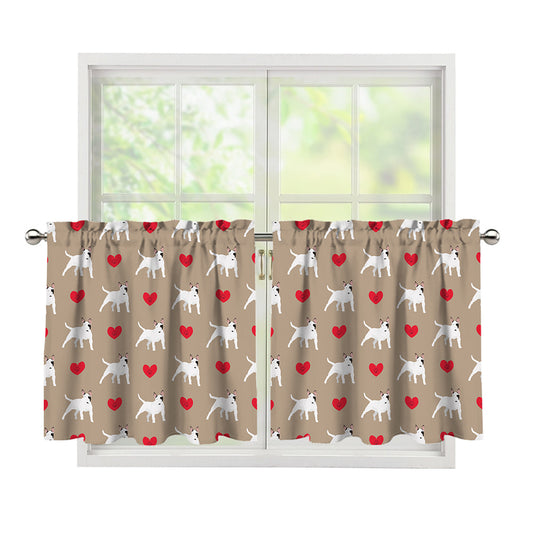 Bull Terrier Heart Pattern Print Tier Curtains