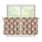 Bull Terrier Heart Pattern Print Tier Curtains