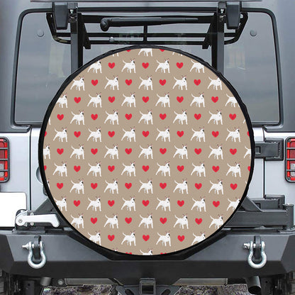 Bull Terrier Heart Pattern Print Tire Cover
