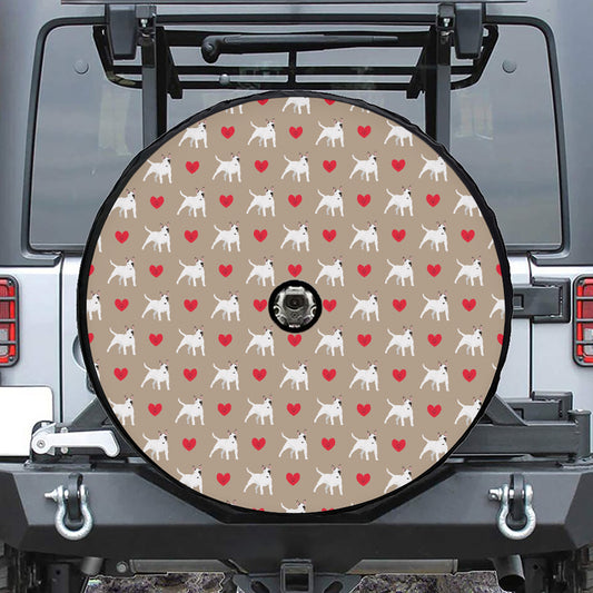 Bull Terrier Heart Pattern Print Tire Cover With Camera Hole
