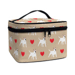 Bull Terrier Heart Pattern Print Travel Makeup Bag