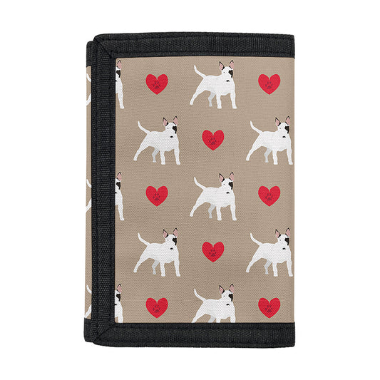 Bull Terrier Heart Pattern Print Trifold Wallet