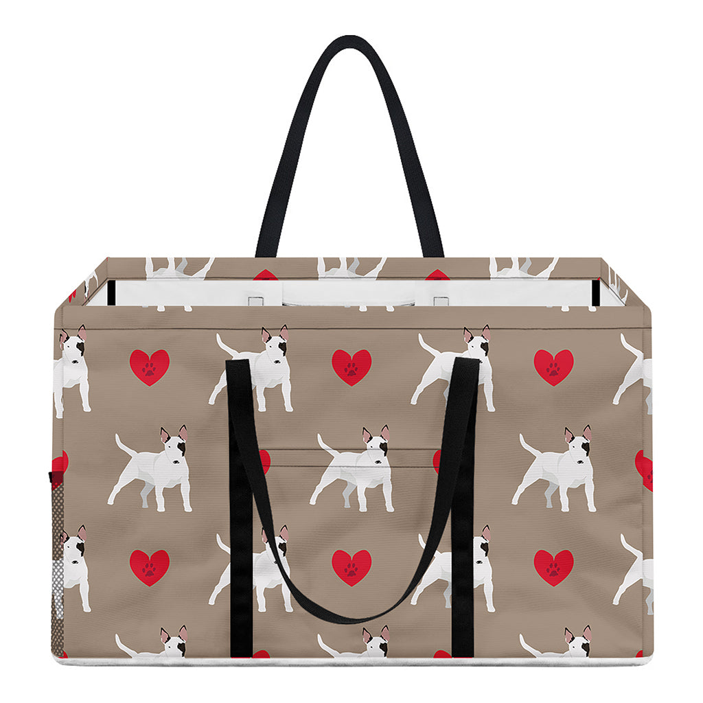 Bull Terrier Heart Pattern Print Utility Tote Bag