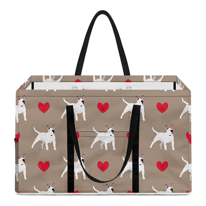 Bull Terrier Heart Pattern Print Utility Tote Bag