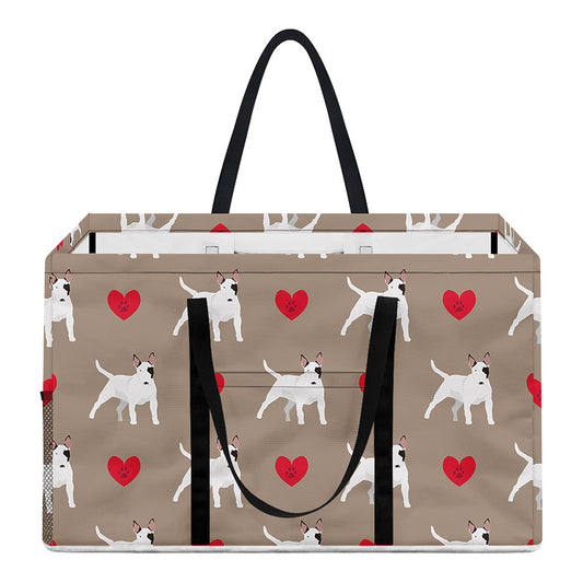 Bull Terrier Heart Pattern Print Utility Tote Bag