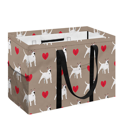 Bull Terrier Heart Pattern Print Utility Tote Bag