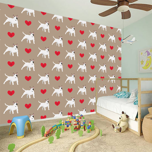 Bull Terrier Heart Pattern Print Wall Sticker