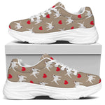 Bull Terrier Heart Pattern Print White Chunky Shoes