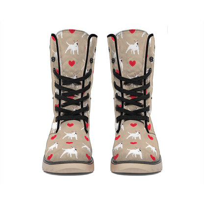 Bull Terrier Heart Pattern Print Winter Boots