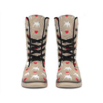 Bull Terrier Heart Pattern Print Winter Boots