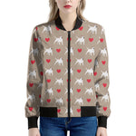 Bull Terrier Heart Pattern Print Women's Bomber Jacket