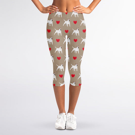 Bull Terrier Heart Pattern Print Women's Capri Leggings