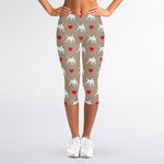 Bull Terrier Heart Pattern Print Women's Capri Leggings