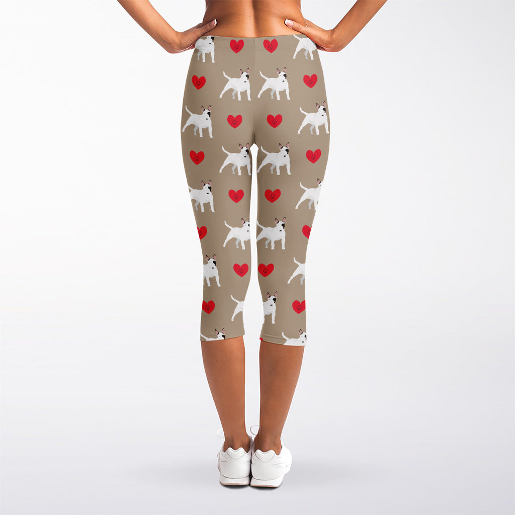 Bull Terrier Heart Pattern Print Women's Capri Leggings