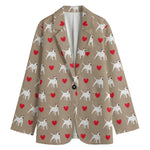 Bull Terrier Heart Pattern Print Women's Cotton Blazer