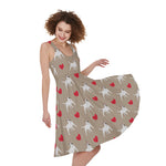 Bull Terrier Heart Pattern Print Women's Sleeveless Dress