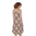 Bull Terrier Heart Pattern Print Women's Sleeveless Dress