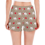 Bull Terrier Heart Pattern Print Women's Split Running Shorts