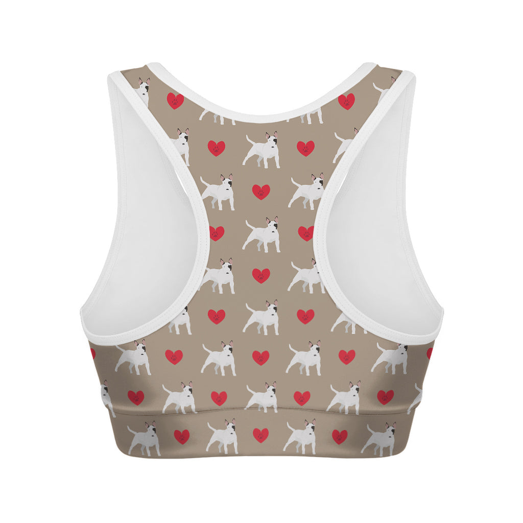 Bull Terrier Heart Pattern Print Women's Sports Bra