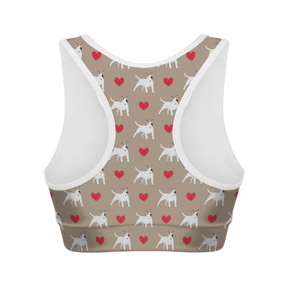 Bull Terrier Heart Pattern Print Women's Sports Bra