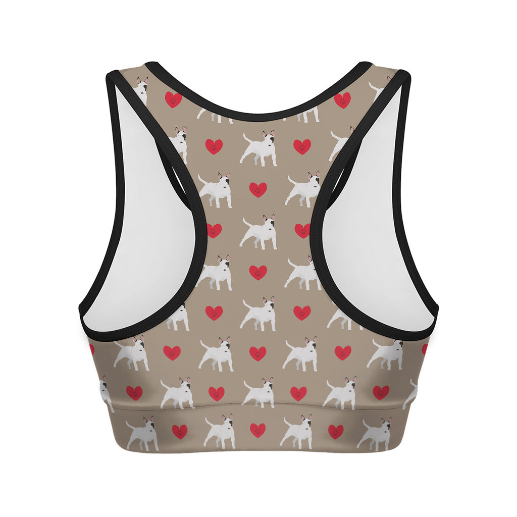 Bull Terrier Heart Pattern Print Women's Sports Bra