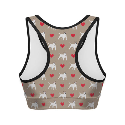 Bull Terrier Heart Pattern Print Women's Sports Bra