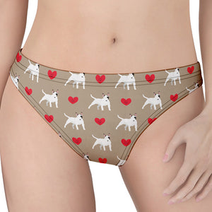 Bull Terrier Heart Pattern Print Women's Thong