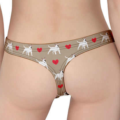 Bull Terrier Heart Pattern Print Women's Thong