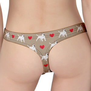 Bull Terrier Heart Pattern Print Women's Thong