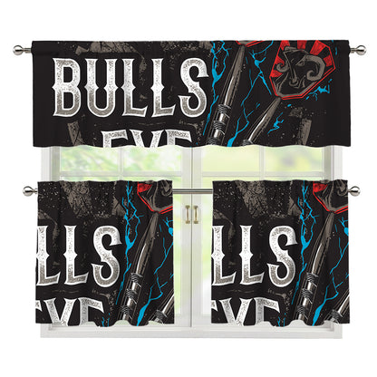 Bullseye Darts Print 3 Piece Kitchen Curtains