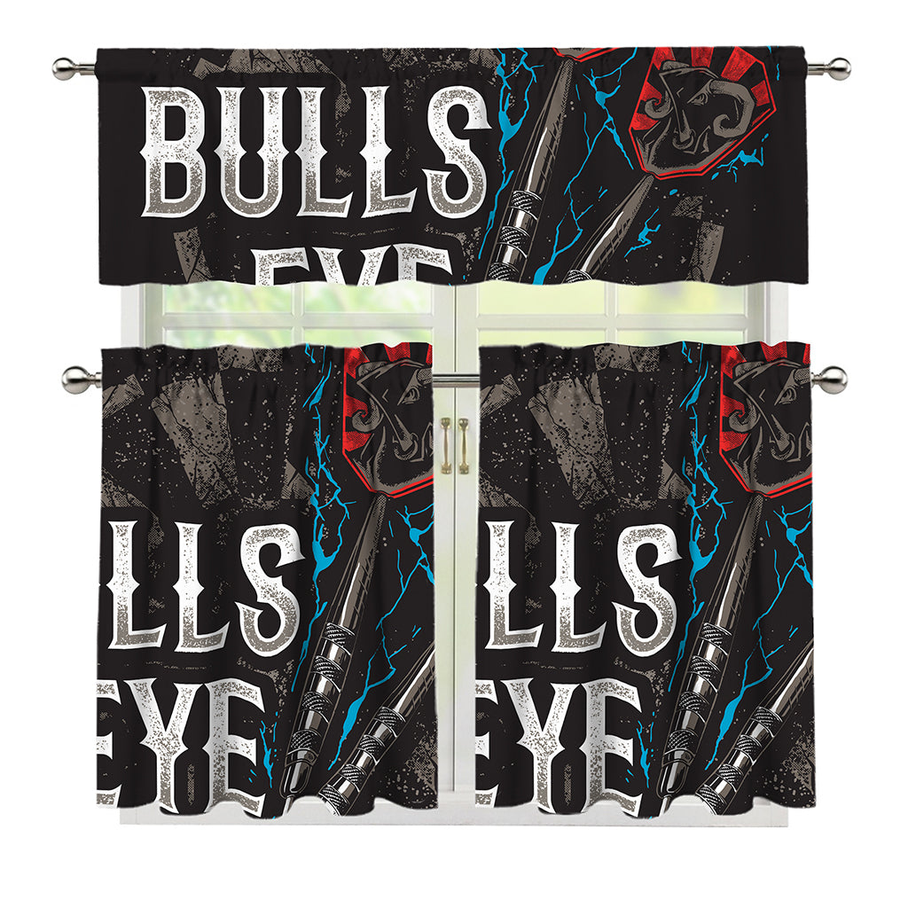 Bullseye Darts Print 3 Piece Kitchen Curtains