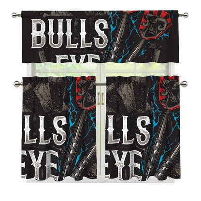 Bullseye Darts Print 3 Piece Kitchen Curtains