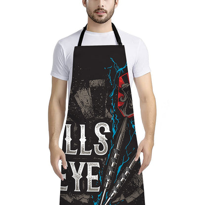 Bullseye Darts Print Bib Apron With Pocket