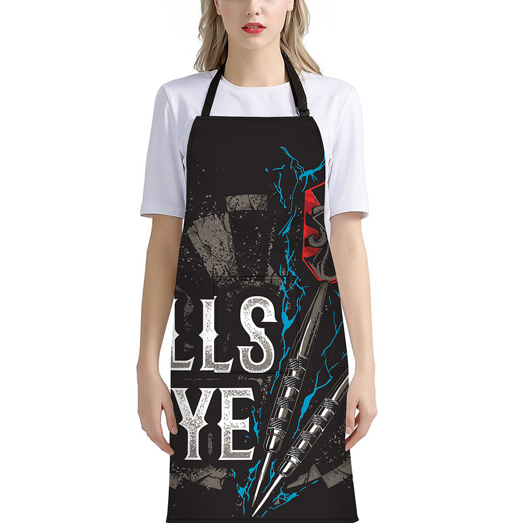 Bullseye Darts Print Bib Apron With Pocket