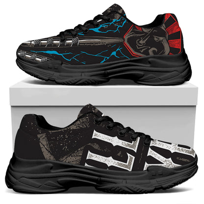 Bullseye Darts Print Black Chunky Shoes