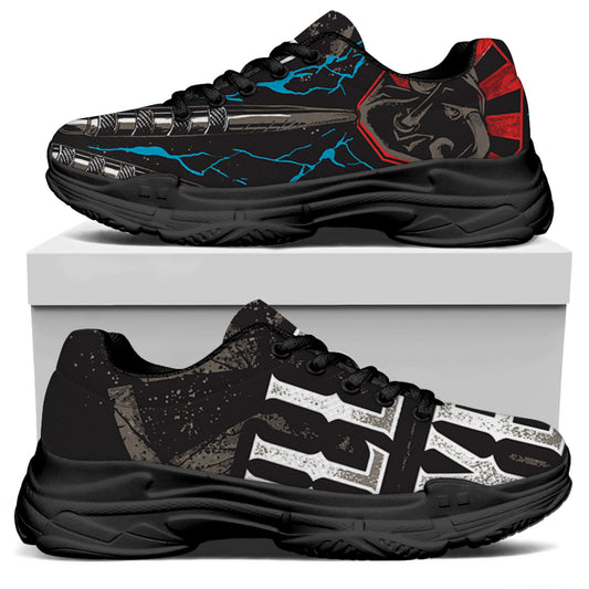 Bullseye Darts Print Black Chunky Shoes